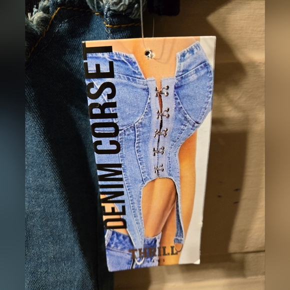 Thrill Jeans Denim Zip Back Corset Crop Top NWT Size: Large - Picture 5 of 5